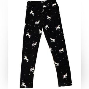 RUMI + Ryder Black Leggings with Colorful Unicorn Print, Sz 6-7